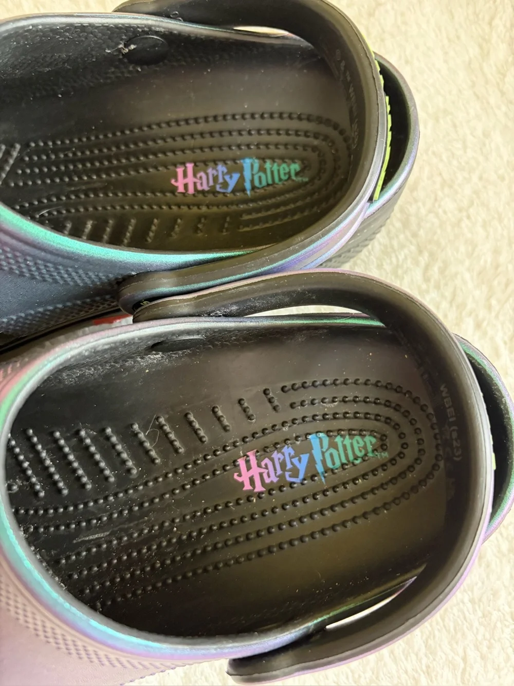 Crocs Harry Potter Kids Iridescent Green-Blue Clog Sandals Slip-On Sz M6-W8‎